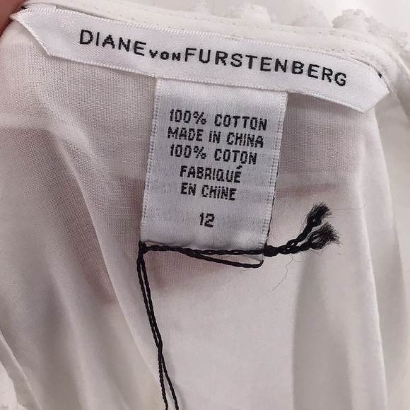 DVF Sita white boho top NWT open front shear sz 12 - Picture 7 of 9